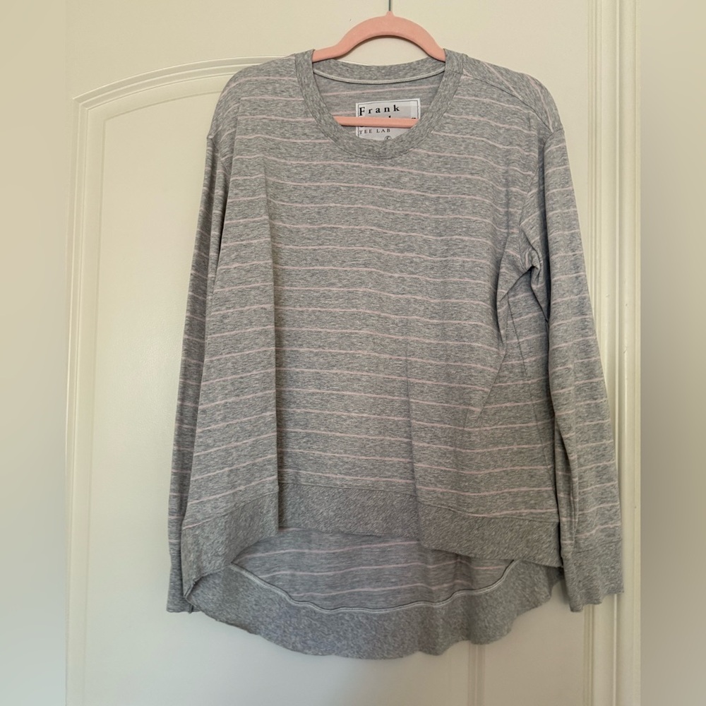 Frank & Eileen Heather Gray and Pink Lightweight Sweater